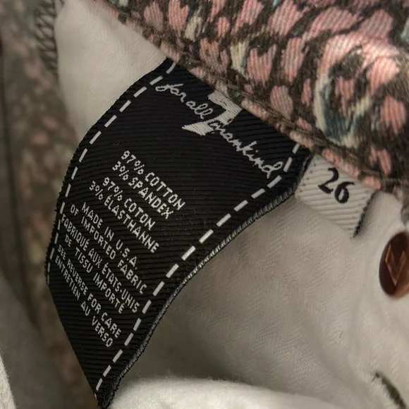 7 For All Mankind Multicolor Pink Black Snake Patterned Pants Size 26 - Picture 4 of 4